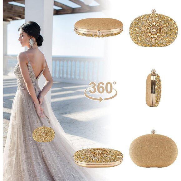 Rhinestone Evening Clutch for Women  Sparkly Crystal Purse for Wedding Party - Picture 3 of 8